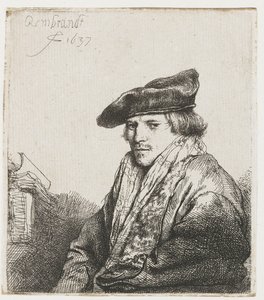Joven con gorro de terciopelo de Rembrandt van Rijn